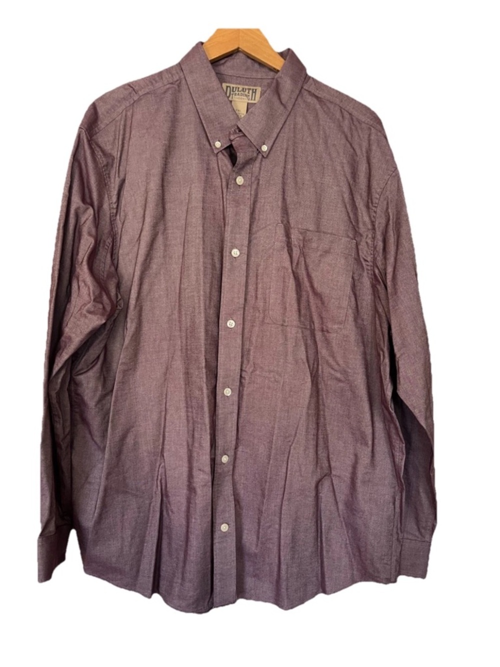 Duluth Trading Co Long Sleeve Button Down Purple Shirt Mens Size 2XL 100% Cotton